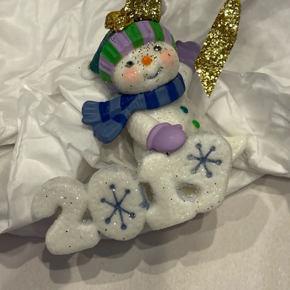 Hallmark Frosty Fun Snowman Ornament with Green and Blue Accents 2019 Christmas